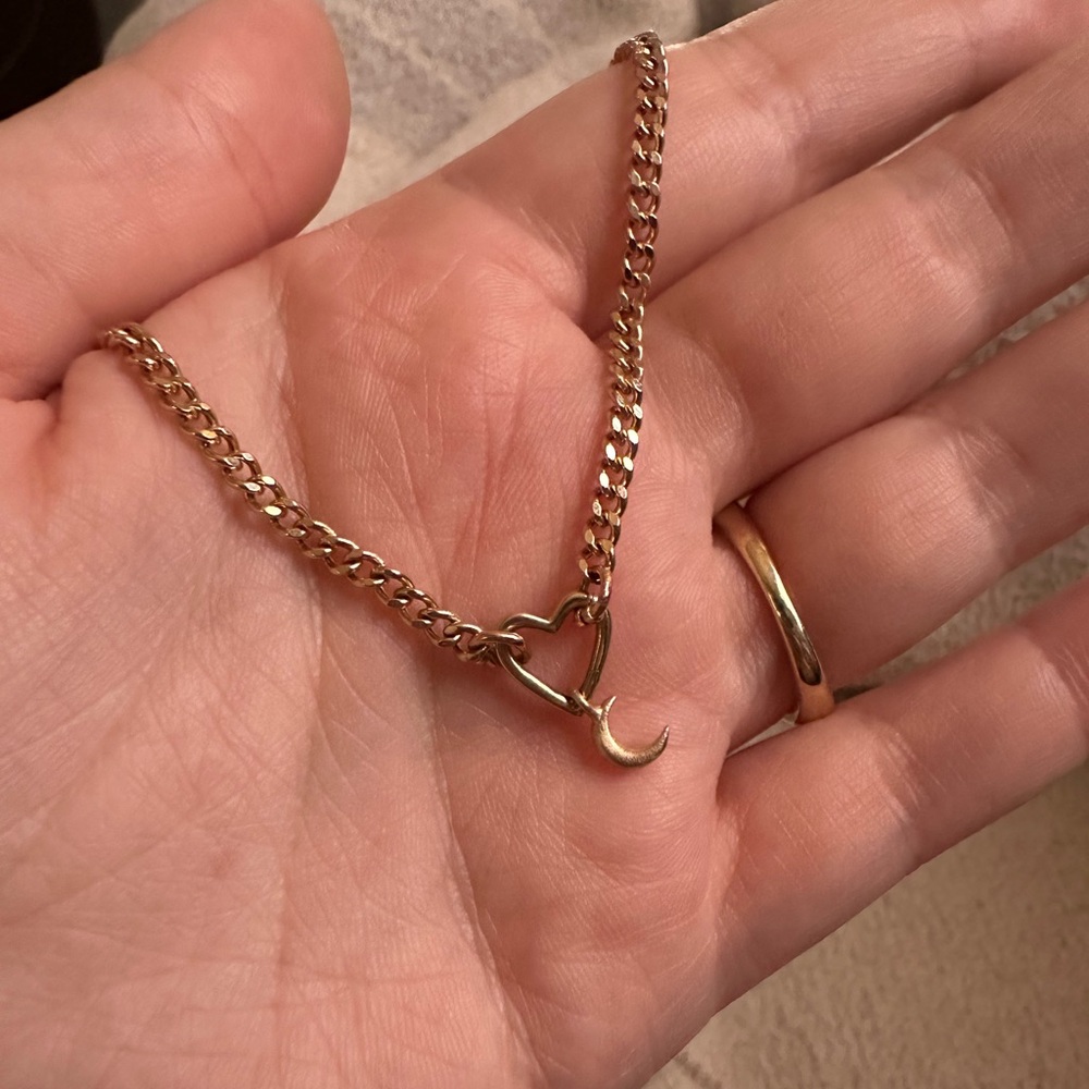 Catbird 14k yellow gold heart carabiner charm clip & moon charm!